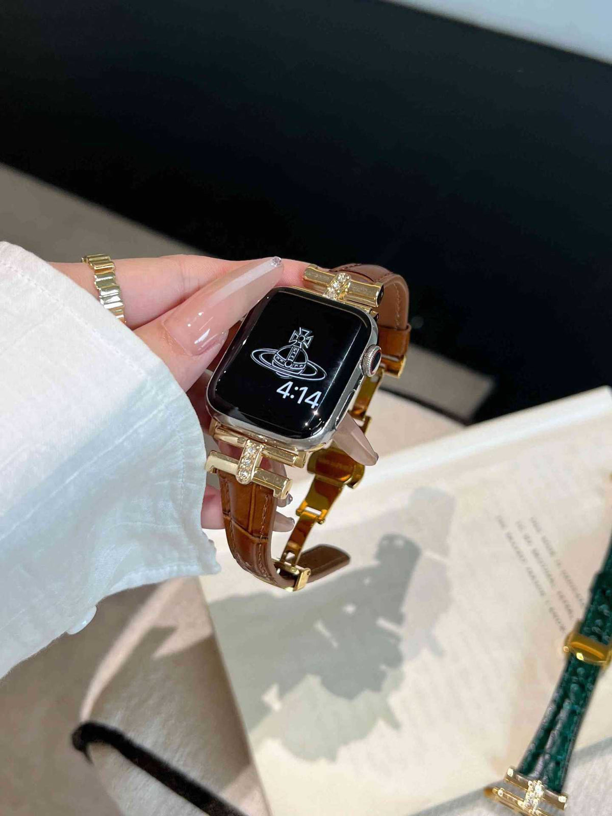 Celeste Crystal Croc Leather Band